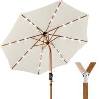 Woodgrain Pattern Solar LED Lighted Patio Umbrella w/ Adjustable Tilt - 10ft
