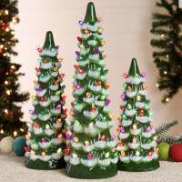 Set of 3 XL Pre-Lit Ceramic Tabletop Christmas Trees