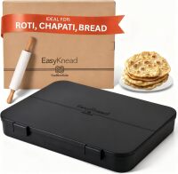 EasyKnead Roti Box with Lid and Rolling Pin &ndash; Rotibox for Rolling Roti - Roti Making Box for Chapati, Paratha, Puri &ndash; Non-Slip Kneading Board Rotibox