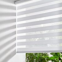 Persilux Cordless Zebra Blinds for Windows Free-Stop Window Blinds (34" W X 64" H, White)