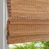 Cordless Wood Window Blinds, Bamboo Sheer Light Filtering Woven Roman Shades