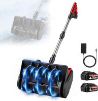 Electric Snow Shovel, 21V Electric Snow Blower with Battery and Charger, 19FT Throw Distance, Lightweight 9.9lb for Driveway, Steps, Patio, Sidewalk(Red)