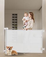 59" Retractable Baby Gates with Reinforced Strip Design to Prevent Crawling Through, 34" Tall Retractable Dog Gate, 5 FT Retractable Gates for Stairs, Doorways, Hallways