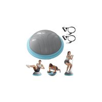 Balance Ball Trainer, 18 Inch Half Exercise Ball With Resistance Bands And Foot Pump, Half Yoga Ball For Core Strength Training, 450lb Capacity