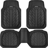 DeepDish Heavy Duty Rubber Floor Mats 3-Piece, Universal M-XL Size Trim-to-Fit Automotive Floor Mats for Truck Van SUV, Durable Waterproof All Weather Car Mats