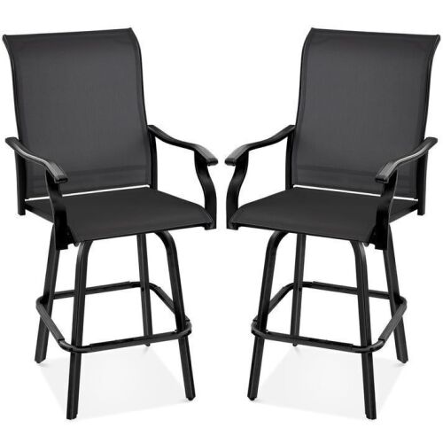Set of 2 Swivel Barstools w/ 360 Rotation, All-Weather Mesh