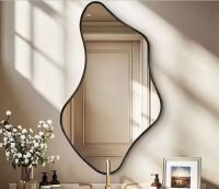 20 in. W x 36 in. H Irregular Black Aluminum Alloy Framed Wall Mirror