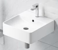 Eridanus Turner Crisp White Vitreous China 16 in. Square Wall-Mount Vessel Sink with Faucet Hole and Overflow