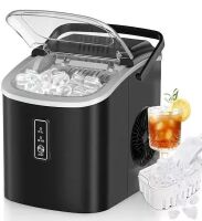 9.4 in. 26.5 lb. Bullet Ice Countertop Portable Ice Maker in Black with 9-Cubes/6Mins, Auto-Cleaning, Basket and Scoop