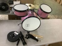 Kids Beginner 3-Piece Drum, Musical Instrument Set w/ Sticks, Stool, Pedal