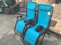 Set of 2 Adjustable Zero Gravity Patio Chair Recliners w/ Cup Holders