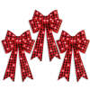 Set of 3 Pre-Lit Christmas Bow Decoration, LED Holiday Decor w/ 8 Functions