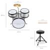 Kids Beginner 3-Piece Drum, Musical Instrument Set w/ Sticks, Stool, Pedal - 2