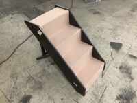 Foldable Adjustable, Non-Slip Wide Wooden Carpeted Pet Step Stairs