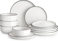 MALACASA 12 Pieces Modern Porcelain Dinnerware Set for 4