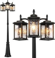 VIANIS Triple-Head Outdoor Lamp Post Light with Photocell