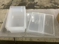 Lot of (4) Plastic Storage Totes - 1 Bin & 1 Lid Cracked