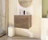 eclife 24 in. W x 18.3 in. D x 19.7 in. H Floating 1-Sink Bath Vanity in Oak with White Ceramic Top and Drain Faucet Set