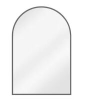 24 in. W x 36 in. H Arched Black Aluminum Alloy Framed Wall Mirror