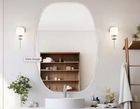 24 in. W x 36 in. H Silver Oval Wall Mounted Aluminum Alloy Decorative Mirror