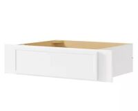 Hampton Bay Leyton 30 in. W x 21 in. D x 7.5 in. H Ready To Assemble Plywood Slim Shaker Knee Drawer Base Cabinet in Alpine White