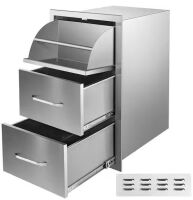 VEVOR Outdoor Kitchen Drawers 17 in. W x 30 in. H x 21 in. D Mount Triple BBQ Drawers with Handle