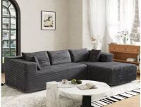 FUFU&GAGA 106 in. Track Arm 2-Piece Corduroy Upholstery L-Shaped Sectional Sofa with Compression Foam Construction in. Gray