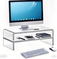 2 Tier Acrylic Computer Monitor Stand Riser, 20"