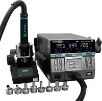 Hot Air Rework Station 1300W,3 Different Heating Modes,℃/℉, Temperature 212&deg;F-999&deg;F,8 Air Nozzles, Air Volume 1-200,4 Temperature Memory Storage, Automatic Sleep, Nozzle Replacement Bracket for Electronics Repair and Micro-Soldering
