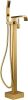 Solid Brass Floor Mount Standing Tub Filler Brushed Brass High Flow Rate Swivel Spout with Hand Shower