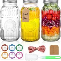 Wide Mouth Mason Jars 64 oz, 3 Pack