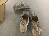 Rhinestone Heels & Hand Bag, Size 9