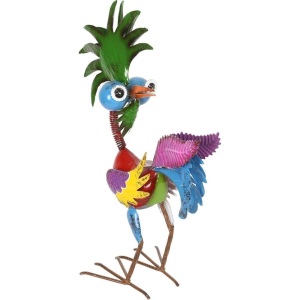 Alpine 19" Wild Tropical Metal Rooster Decor. Appears New