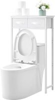 2-Tier Over The Toilet Storage with 2 Fabric Drawers, Freestanding Above The Toilet Storage Cabinet, Space Saver Metal Over Toilet Bathroom Organizer Shelf for Small Space