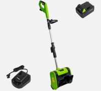 Cordless Power Snow Shovel, Rechargeable Battery, Charger, Green