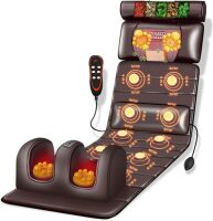 Massage Mat with Heat 10 Vibrating Nodes Full Body Massage Mat with Adjustable Pillows Heating Pads, Full Body Massager for Neck and Back Muscle Relaxation Massage Cushion