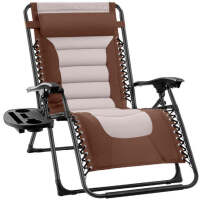 Oversized Padded Zero Gravity Chair, Folding Recliner w/ Headrest, Side Tray