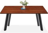 Extendable Dining Table 47 to 63in Modern Large Expanding Kitchen Table up to 6 People w/Leaf Extension, 2 Locks, 132lb Capacity