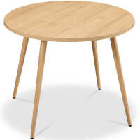 Round Mid-Century Modern 35.5in Dining Table, Dinette for Home or Kitchen w/Wood Finish Steel Legs