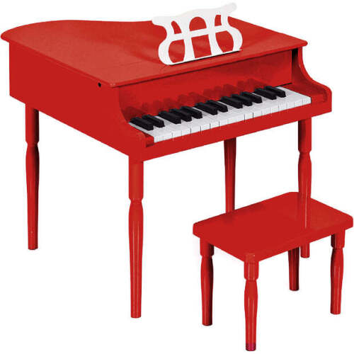 Kids Mini Wooden Grand Piano w/ Lid, Bench, Music Rack, Song Book, Stickers