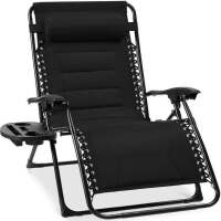 Oversized Padded Zero Gravity Chair, Folding Recliner w/ Headrest, Side Tray