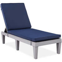 Outdoor Patio Lounge Chair, Resin Chaise Lounger w/ Seat Cushion, 5 Positions