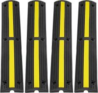 3.28 ft Cable Protector Ramp, 4 Pack of 1 Channel, 18000 lbs/axle Capacity Heavy Duty Rubber Speed Bumps, Floor Cord Cable Protector Wire Cover, for Residential Areas, Private Garages, Gardens