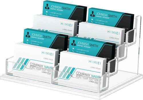 Business Card Holder for Desk, Acrylic Business Card Holder Display, Multiple Business Card Holder for Office, Exhibition, Home, Restaurant 8 Slot 4 Tier