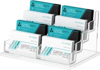 Business Card Holder for Desk, Acrylic Business Card Holder Display, Multiple Business Card Holder for Office, Exhibition, Home, Restaurant 8 Slot 4 Tier