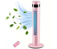 COWSAR 36 in. 3 Speed 11.81 in W Digital Oscillating Standing Bladeless Tower Fan with 12H Timer Remote Control in Pink