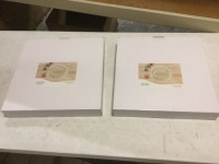 Lot of (2) New&nbsp;DEMDACO Pop-In Everyday Interchangeable Clear 16 x 16 Fused Glass Round Platter Trays