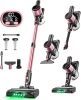 Cordless Vacuum Cleaner, 8 in 1 Vacuum Cleaner for Home with LED Display, 3 Suction Modes, 45mins Runtime Lightweight Stick Vacuum for Home Hardwood Floor, Pet Hair, Carpet (Pink)