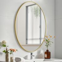 24x32 Inch Oval Mirror with Brushed Metal Frame