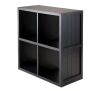 WINSOME WOOD Timothy 2x2 Grid Shelf in Black
